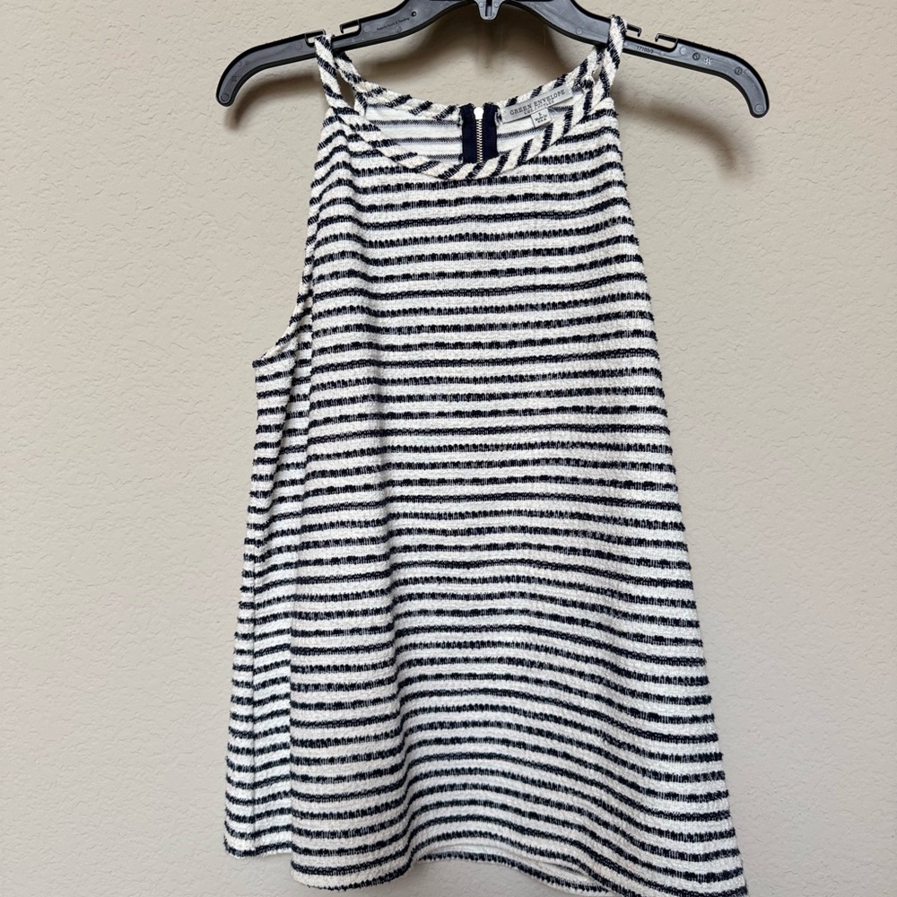 Green Envelope Navy and White Striped halter Top